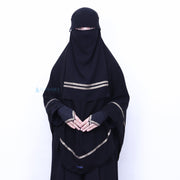 Niqab Poni Kiswah Stripe Sifon Silk Jetblack Alsyahra Exclusive