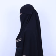 Niqab Poni Kiswah Stripe Sifon Silk Jetblack Alsyahra Exclusive