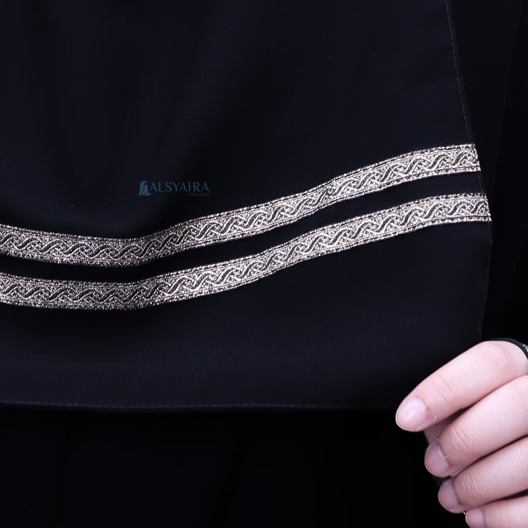 Niqab Poni Kiswah Stripe Sifon Silk Jetblack Alsyahra Exclusive