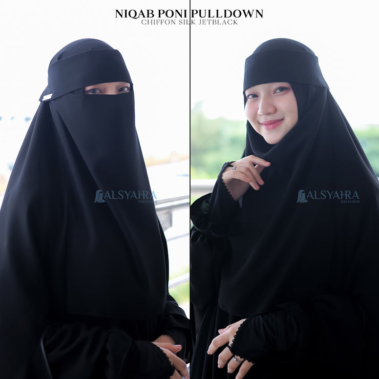 Niqab Poni Pulldown Sifon Silk Jetblack Alsyahra Exclusive
