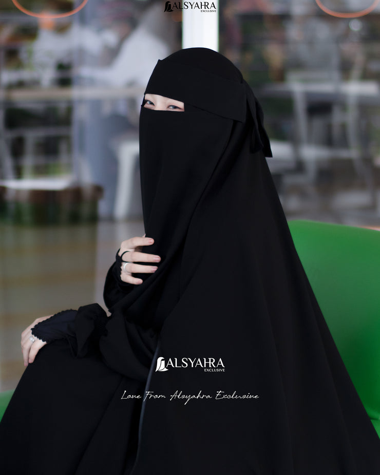 Niqab Poni Pulldown Sifon Silk Jetblack Alsyahra Exclusive