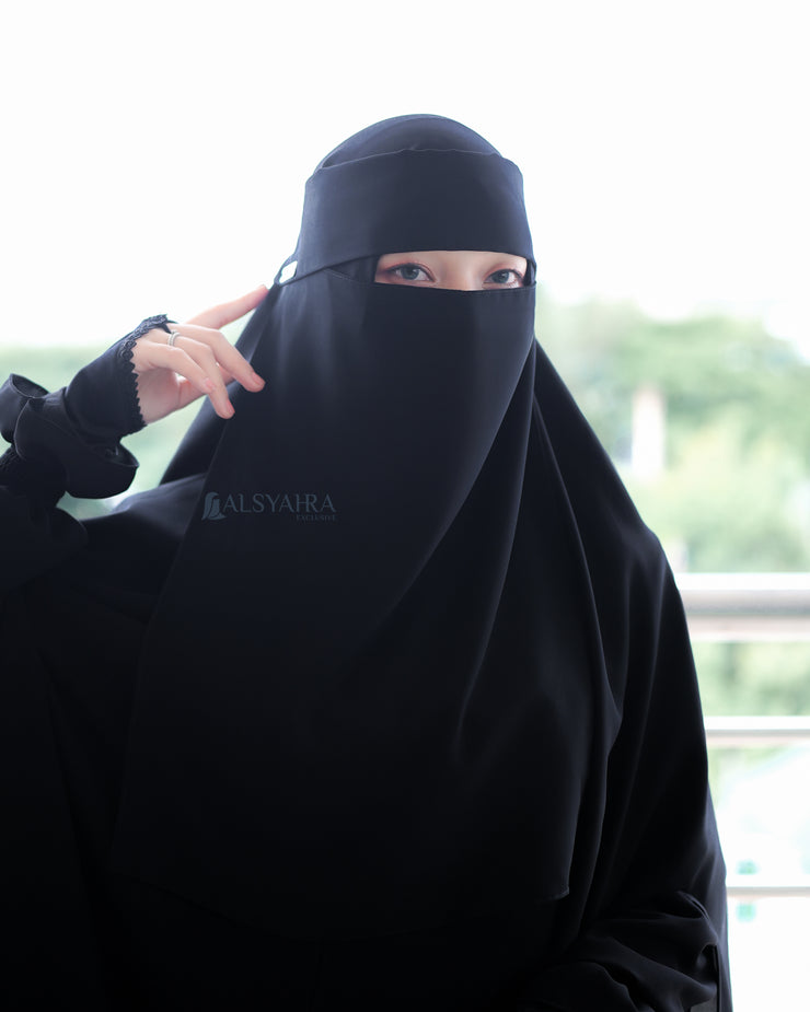 Niqab Poni Pulldown Sifon Silk Jetblack Alsyahra Exclusive