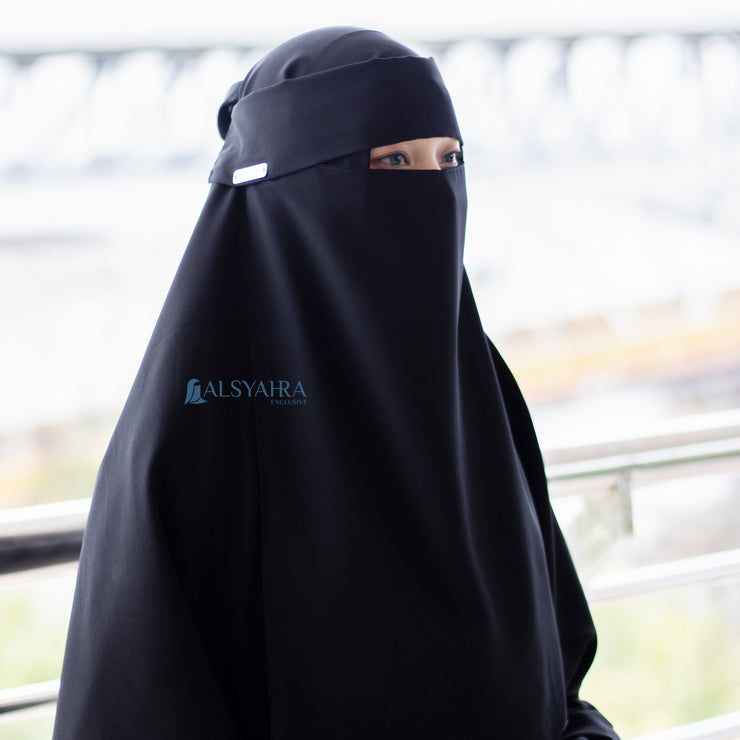 Niqab Poni Pulldown Sifon Silk Jetblack Alsyahra Exclusive