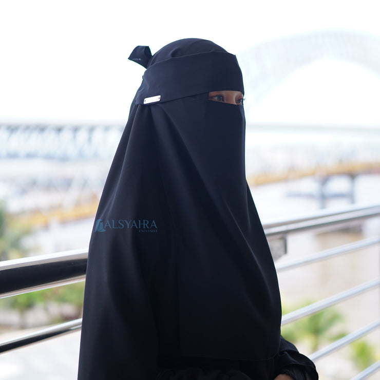 Niqab Poni Pulldown Sifon Silk Jetblack Alsyahra Exclusive