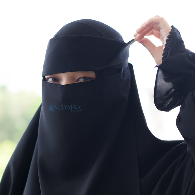 Niqab Poni Pulldown Sifon Silk Jetblack Alsyahra Exclusive