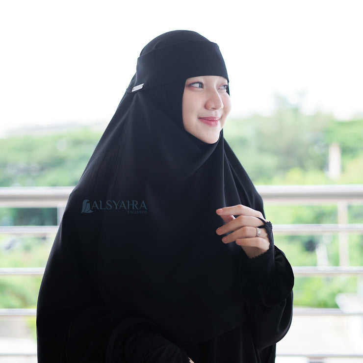 Niqab Poni Pulldown Sifon Silk Jetblack Alsyahra Exclusive