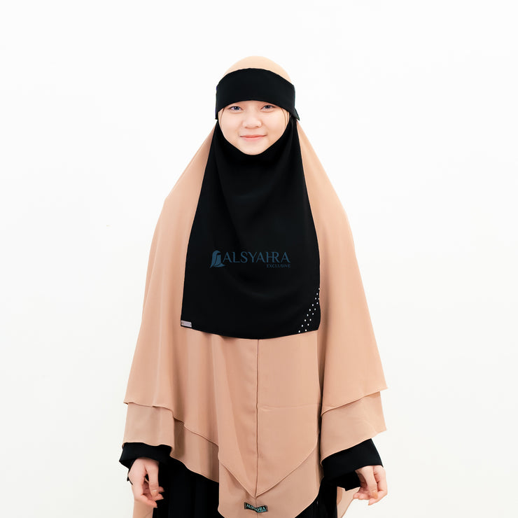 Alsyahra Exclusive Niqab Poni Pulldown Andalusia Sifon Silk Jetblack
