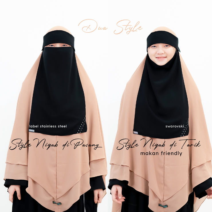 Alsyahra Exclusive Niqab Poni Pulldown Andalusia Sifon Silk Jetblack