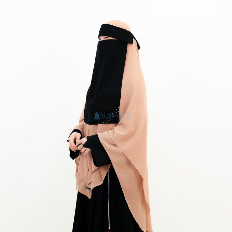 Alsyahra Exclusive Niqab Poni Pulldown Andalusia Sifon Silk Jetblack