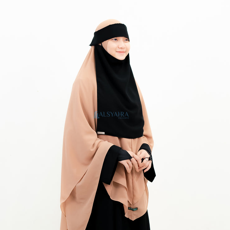 Alsyahra Exclusive Niqab Poni Pulldown Andalusia Sifon Silk Jetblack