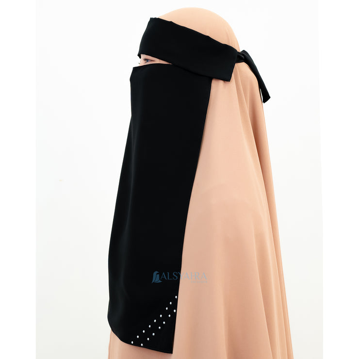 Alsyahra Exclusive Niqab Poni Pulldown Andalusia Sifon Silk Jetblack