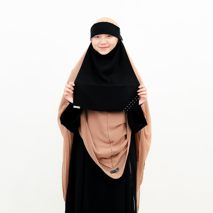 Alsyahra Exclusive Niqab Poni Pulldown Andalusia Sifon Silk Jetblack