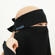Alsyahra Exclusive Niqab Poni Pulldown Kapadokya Sifon Silk Jetblack