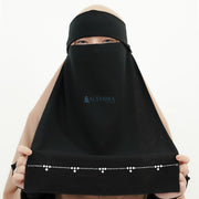 Alsyahra Exclusive Niqab Poni Pulldown Kapadokya Sifon Silk Jetblack