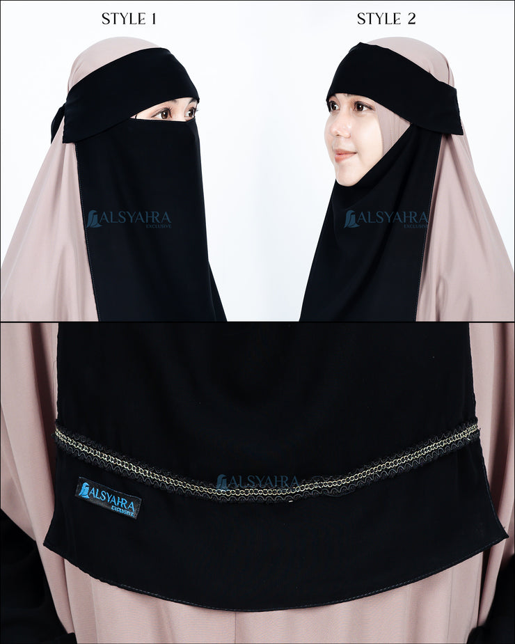 Niqab Poni Pulldown Silsila Sifon Jetblack Alsyahra Exclusive