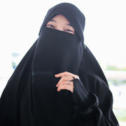 Alsyahra Exclusive Niqab Poni Kancing Raudhah Sifon Jetblack