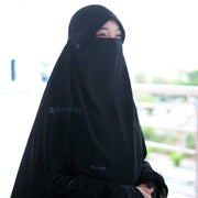 Alsyahra Exclusive Niqab Poni Kancing Raudhah Sifon Jetblack
