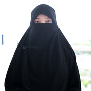 Alsyahra Exclusive Niqab Poni Kancing Raudhah Sifon Jetblack