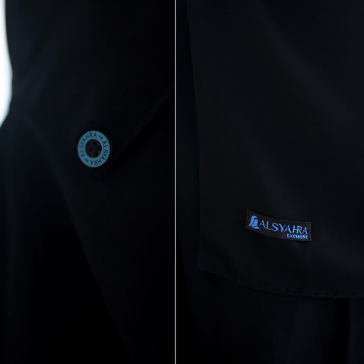 Alsyahra Exclusive Niqab Poni Kancing Raudhah Sifon Jetblack