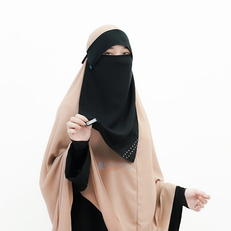 Alsyahra Exclusive Niqab Poni Raudhah Andalusia Sifon Jetblack