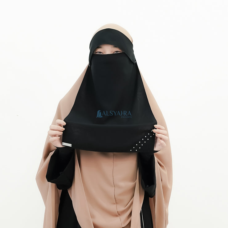 Alsyahra Exclusive Niqab Poni Raudhah Andalusia Sifon Jetblack