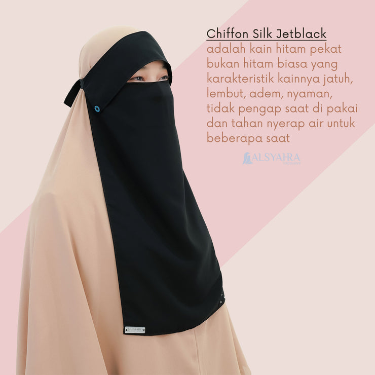 Alsyahra Exclusive Niqab Poni Raudhah Andalusia Sifon Jetblack
