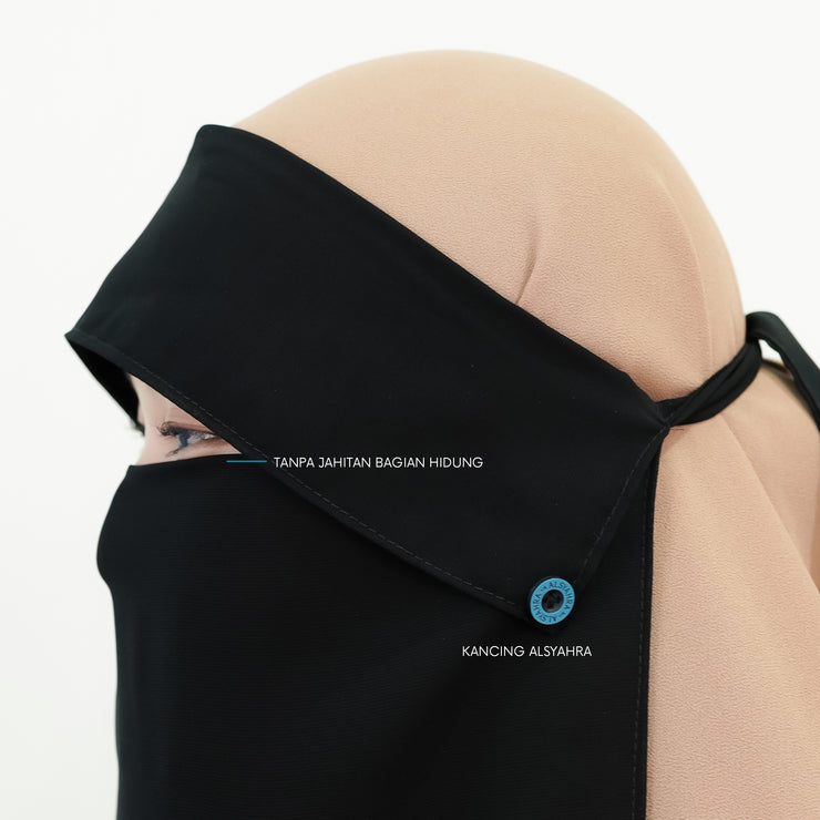 Alsyahra Exclusive Niqab Poni Raudhah Andalusia Sifon Jetblack