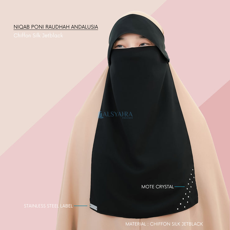 Alsyahra Exclusive Niqab Poni Raudhah Andalusia Sifon Jetblack