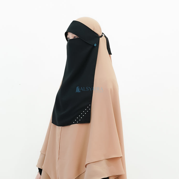 Alsyahra Exclusive Niqab Poni Raudhah Andalusia Sifon Jetblack