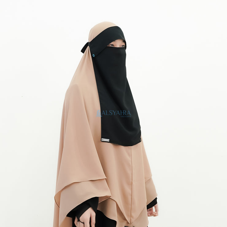 Alsyahra Exclusive Niqab Poni Raudhah Andalusia Sifon Jetblack