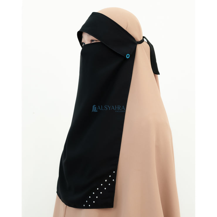 Alsyahra Exclusive Niqab Poni Raudhah Andalusia Sifon Jetblack