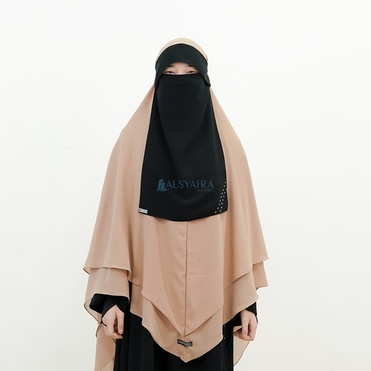 Alsyahra Exclusive Niqab Poni Raudhah Andalusia Sifon Jetblack