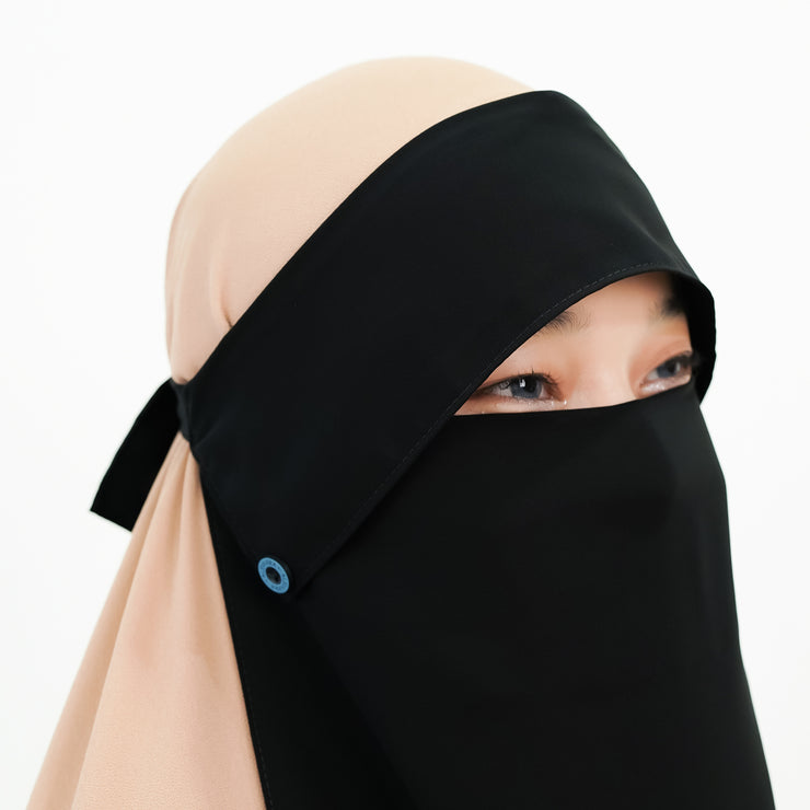 Alsyahra Exclusive Niqab Poni Raudhah Andalusia Sifon Jetblack