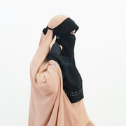 Alsyahra Exclusive Niqab Poni Raudhah Andalusia Stripe Sifon Jetblack