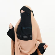 Alsyahra Exclusive Niqab Poni Raudhah Andalusia Stripe Sifon Jetblack