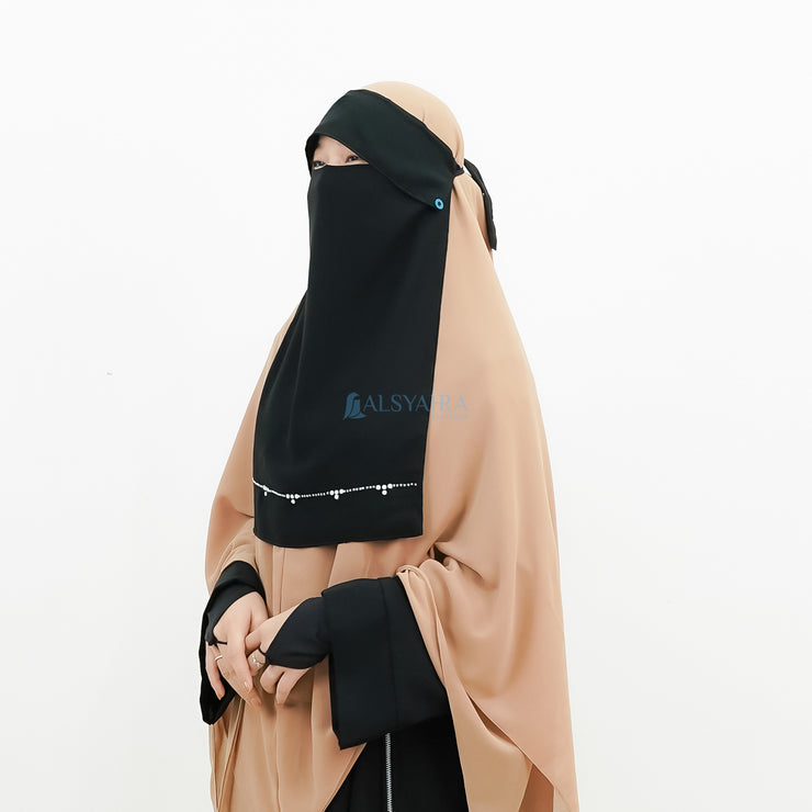 Alsyahra Exclusive Niqab Poni Raudhah Kapadokya Sifon Jetblack