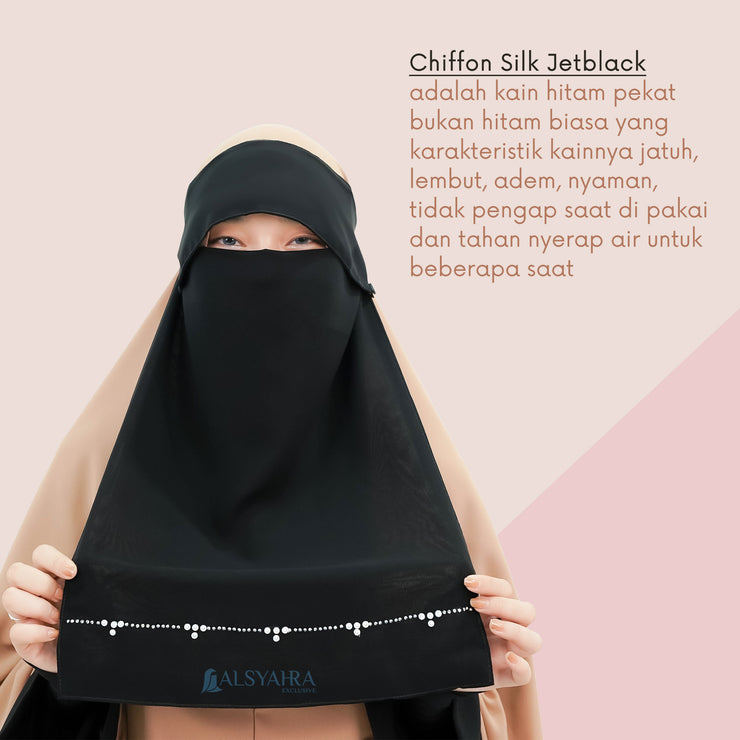 Alsyahra Exclusive Niqab Poni Raudhah Kapadokya Sifon Jetblack