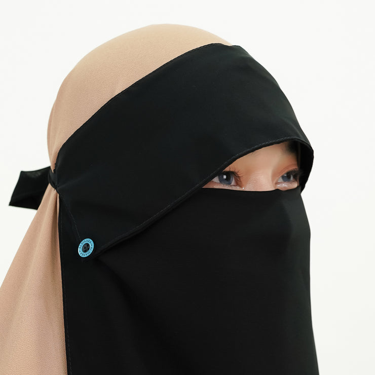 Alsyahra Exclusive Niqab Poni Raudhah Kapadokya Sifon Jetblack