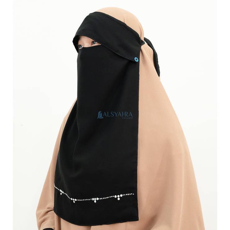 Alsyahra Exclusive Niqab Poni Raudhah Kapadokya Sifon Jetblack