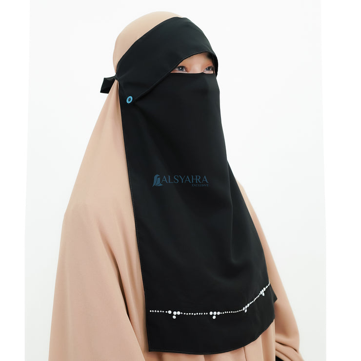 Alsyahra Exclusive Niqab Poni Raudhah Kapadokya Sifon Jetblack