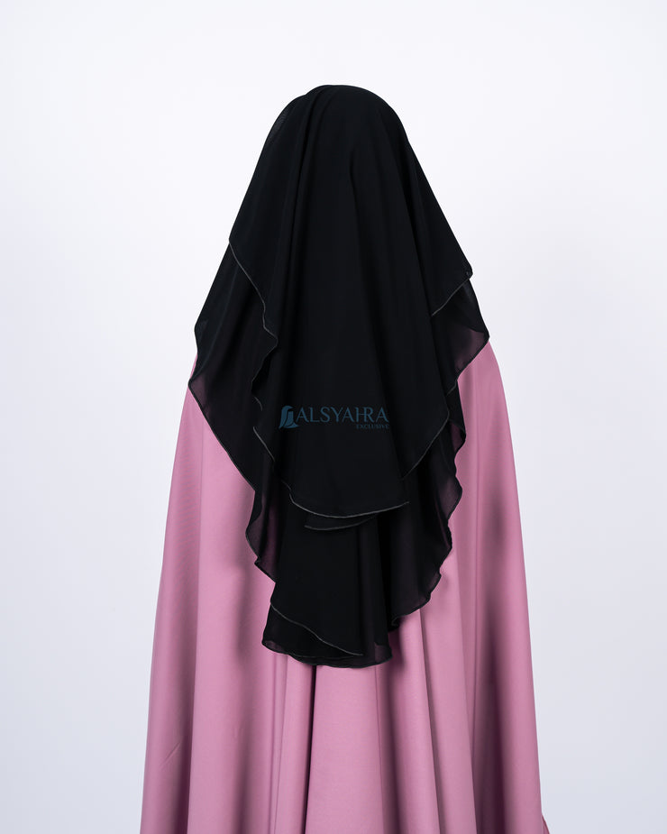 Alsyahra Exclusive Niqab Yaman 2 Layer Chiffon Silk Jetblack