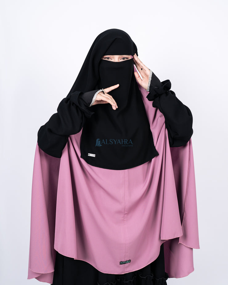 Alsyahra Exclusive Niqab Yaman 2 Layer Chiffon Silk Jetblack