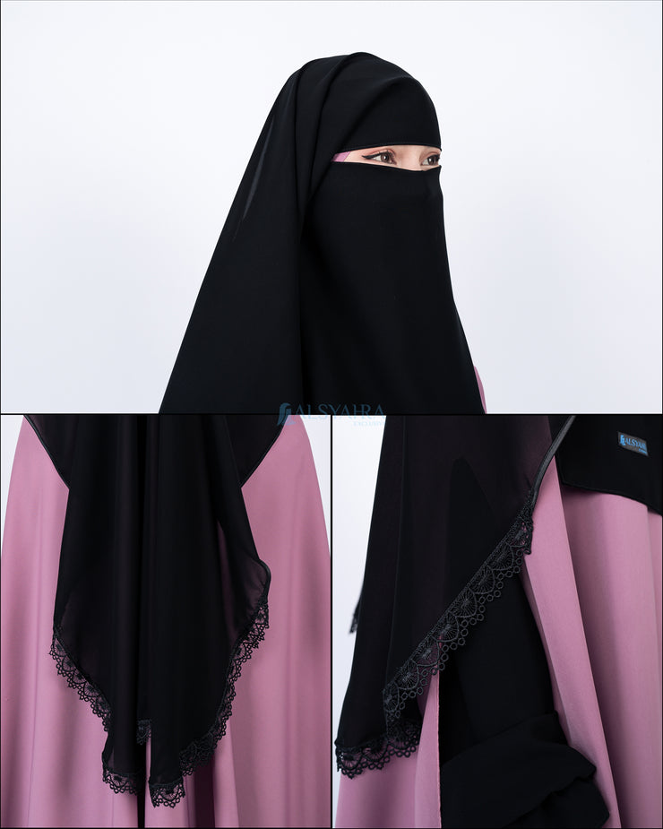 Niqab Yaman Altaj Chiffon Silk Jetblack Alsyahra Exclusive