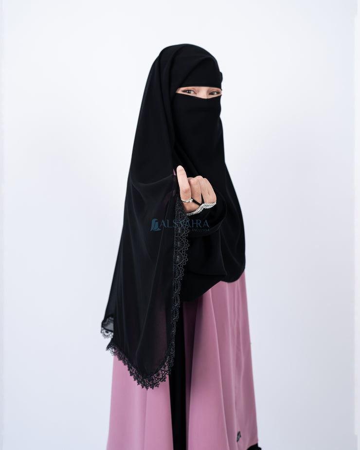 Niqab Yaman Altaj Chiffon Silk Jetblack Alsyahra Exclusive