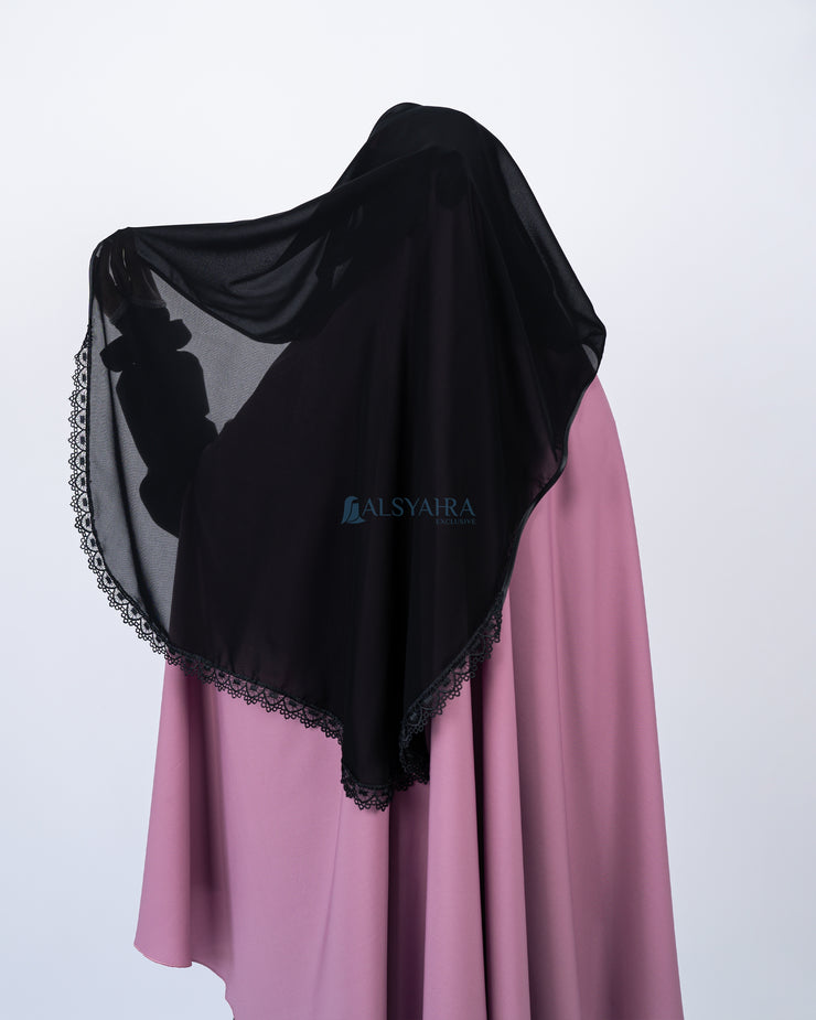 Niqab Yaman Altaj Chiffon Silk Jetblack Alsyahra Exclusive