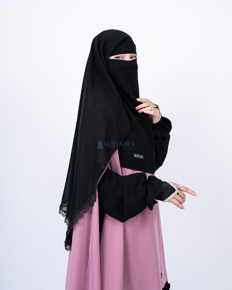 Niqab Yaman Altaj Chiffon Silk Jetblack Alsyahra Exclusive