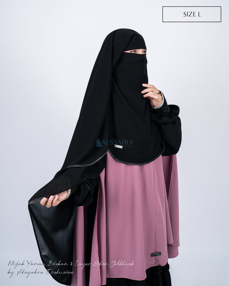 Niqab Yaman Bisban 2 Layer Size L Sifon Jetblack Alsyahra Exclusive