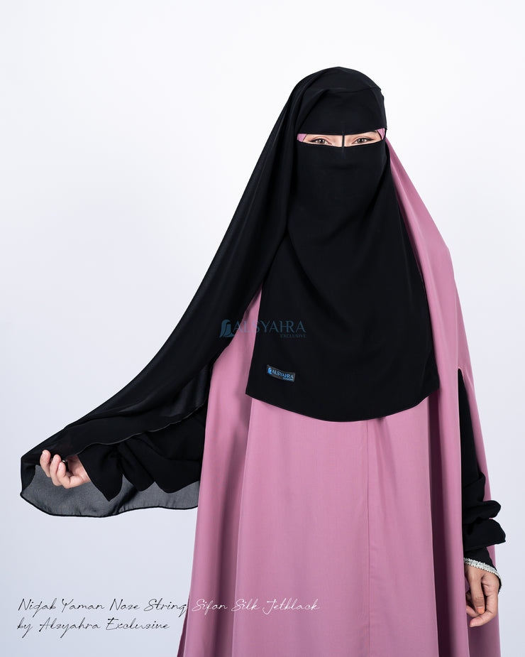 Alsyahra Exclusive Niqab Yaman Nose String Sifon Silk Jetblack