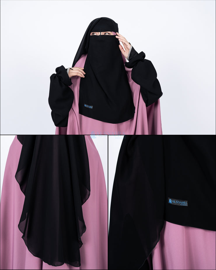 Alsyahra Exclusive Niqab Yaman Nose String Sifon Silk Jetblack