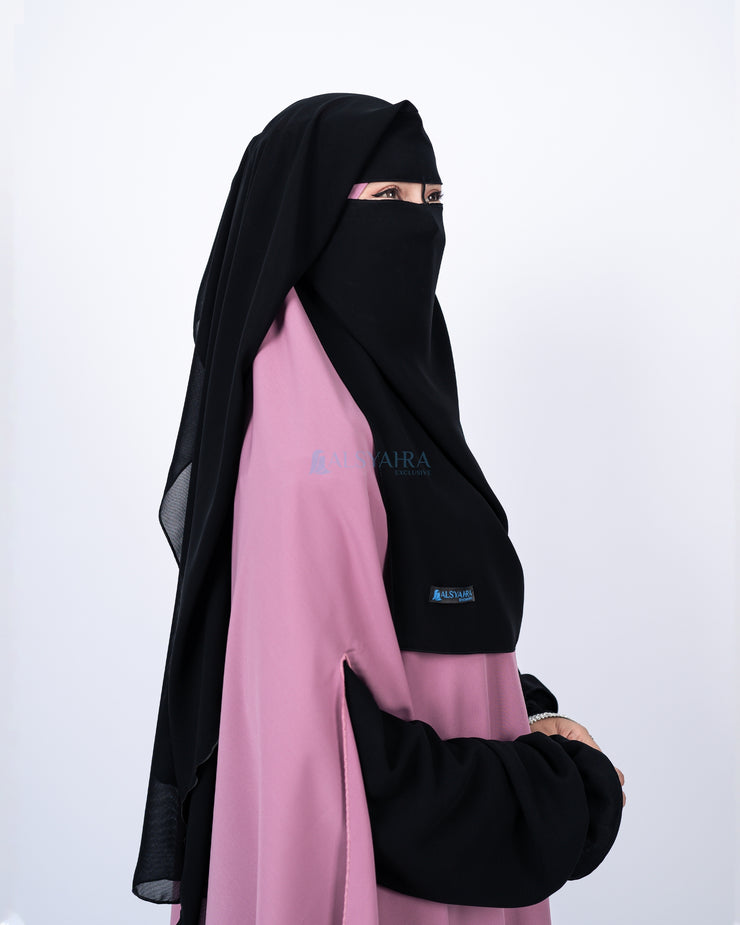 Alsyahra Exclusive Niqab Yaman Nose String Sifon Silk Jetblack